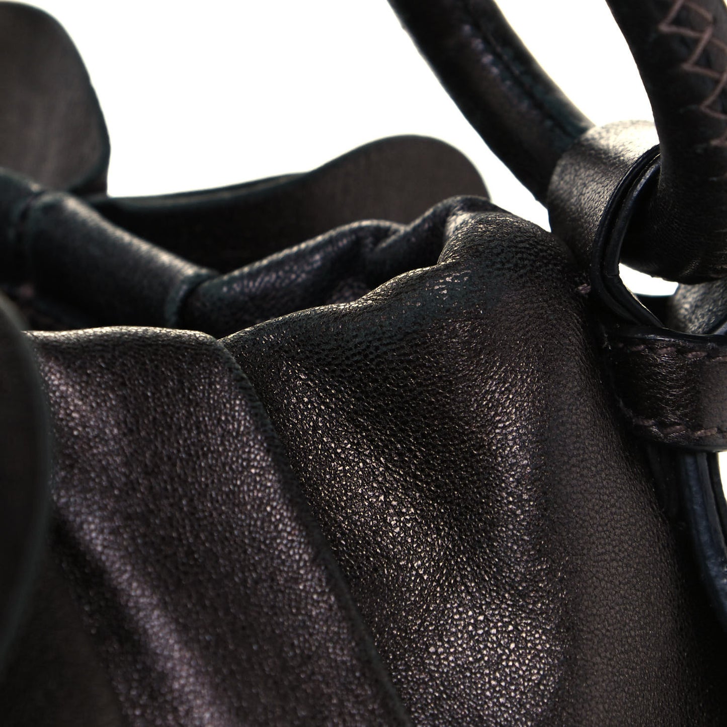 Metallic Nappa Ruffle Hobo Grafite Mordore