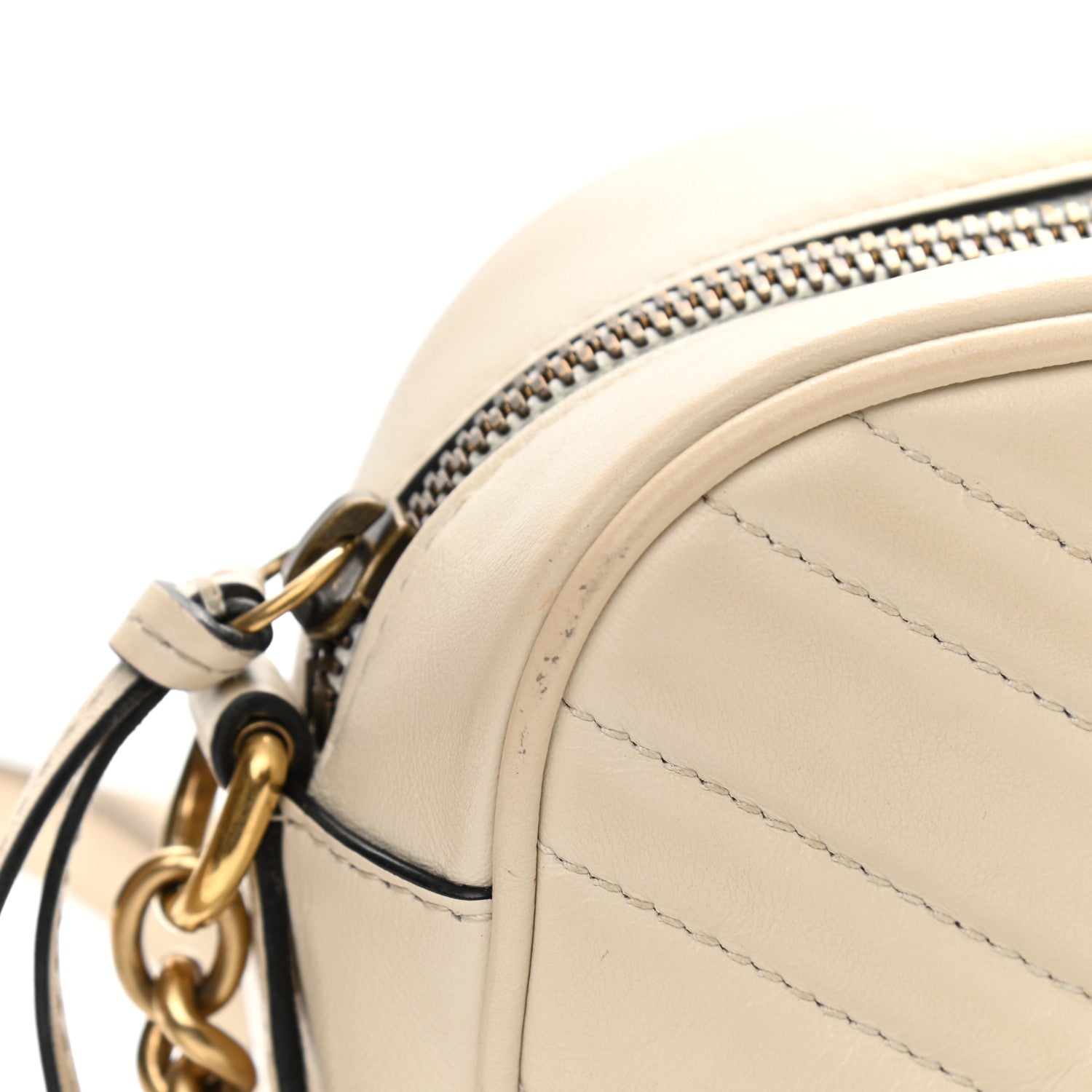 Gucci Calfskin Matelasse Small GG Marmont Chain Shoulder Bag White 11 of 13