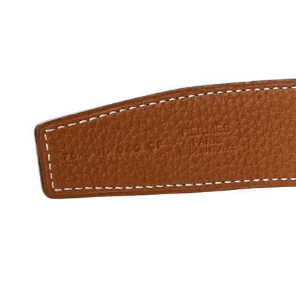 Hermes Box Togo 32mm Panache Belt 80/32 Black Gold 3 of 4