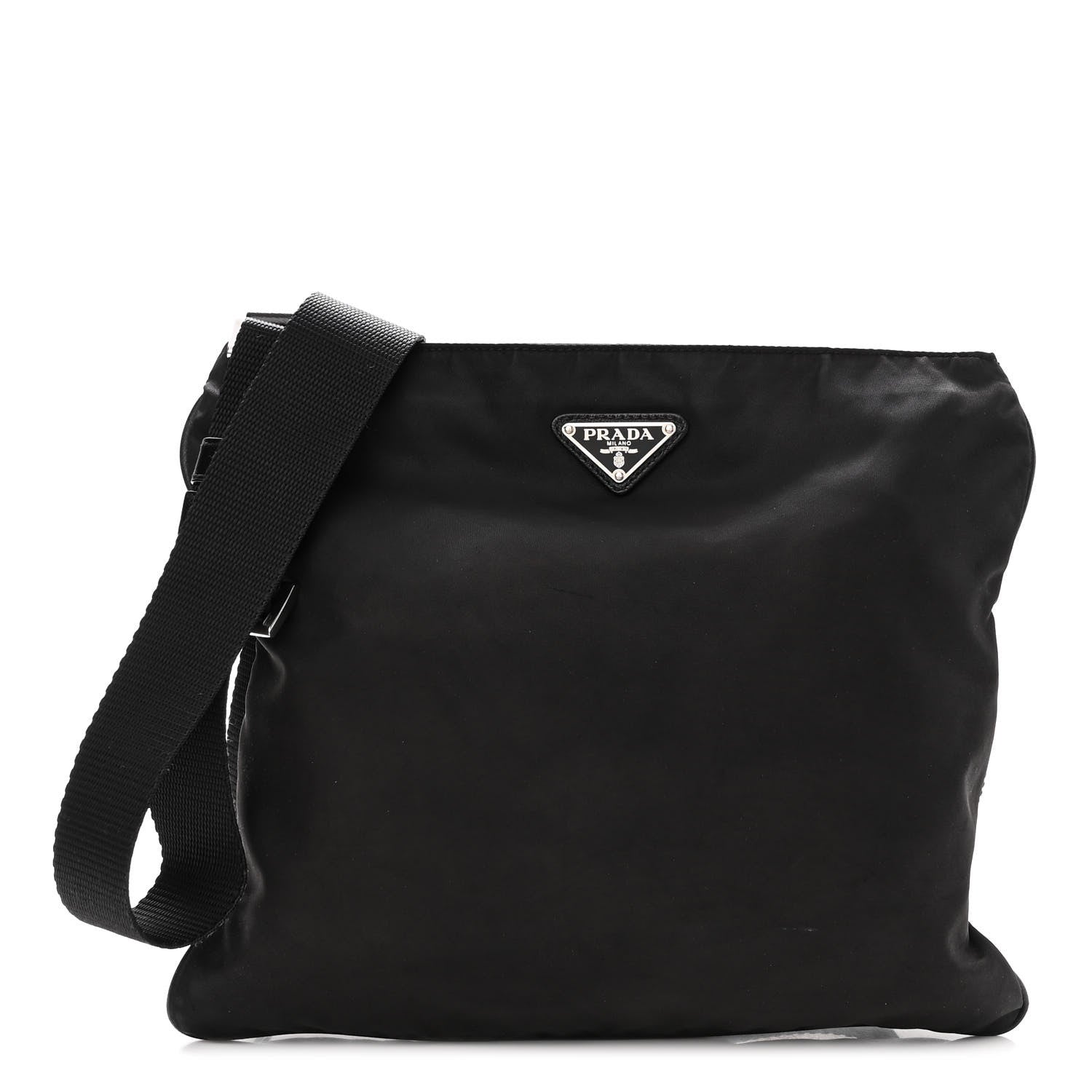 Prada Nylon Saffiano Flat Messenger Bag Black 1 of 9