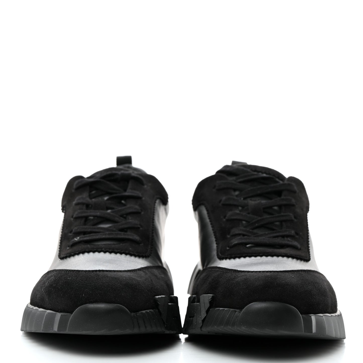 Calfskin Suede Goatskin Bouncing Sneakers 45 Black