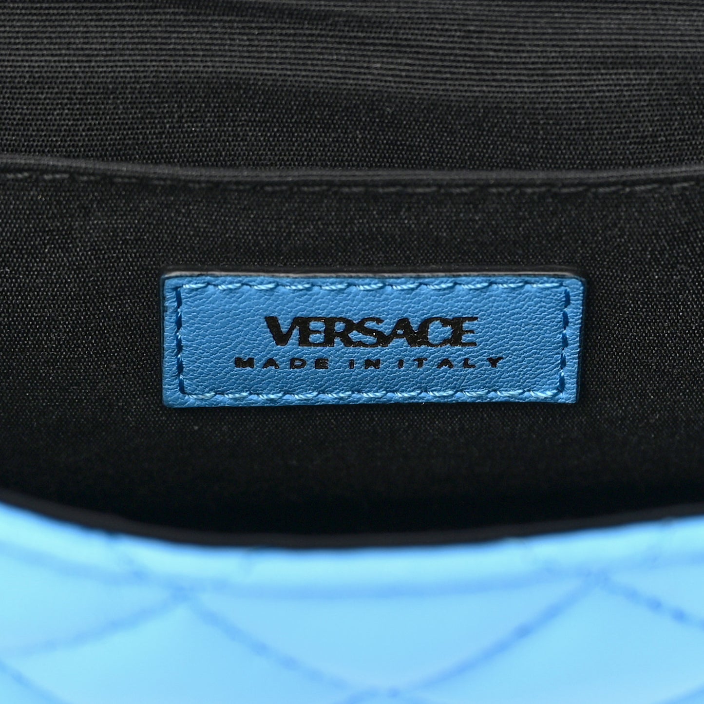 Nappa Quilted Medusa Chain Crossbody Blue