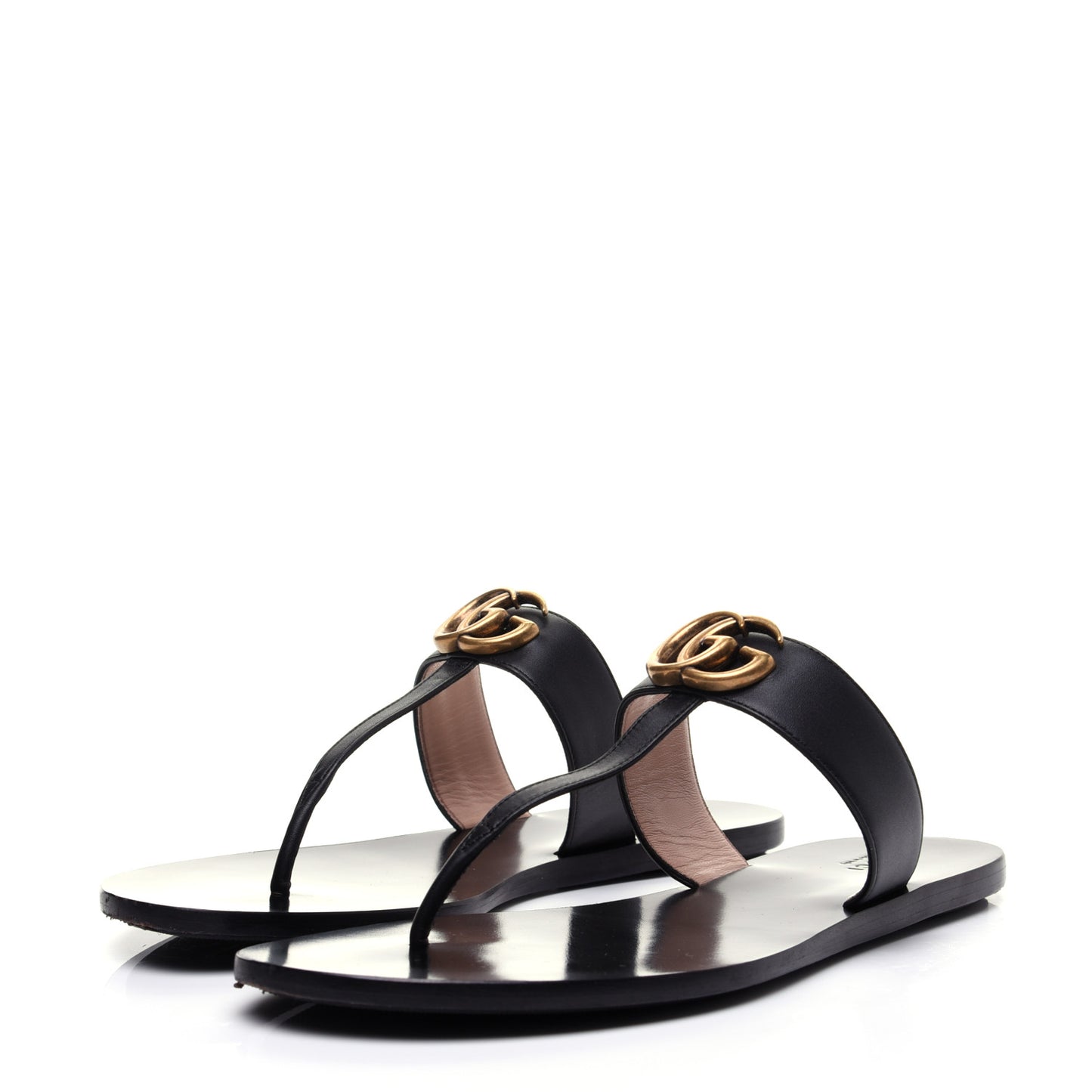 Calfskin GG Marmont Thong Sandals 40 Black