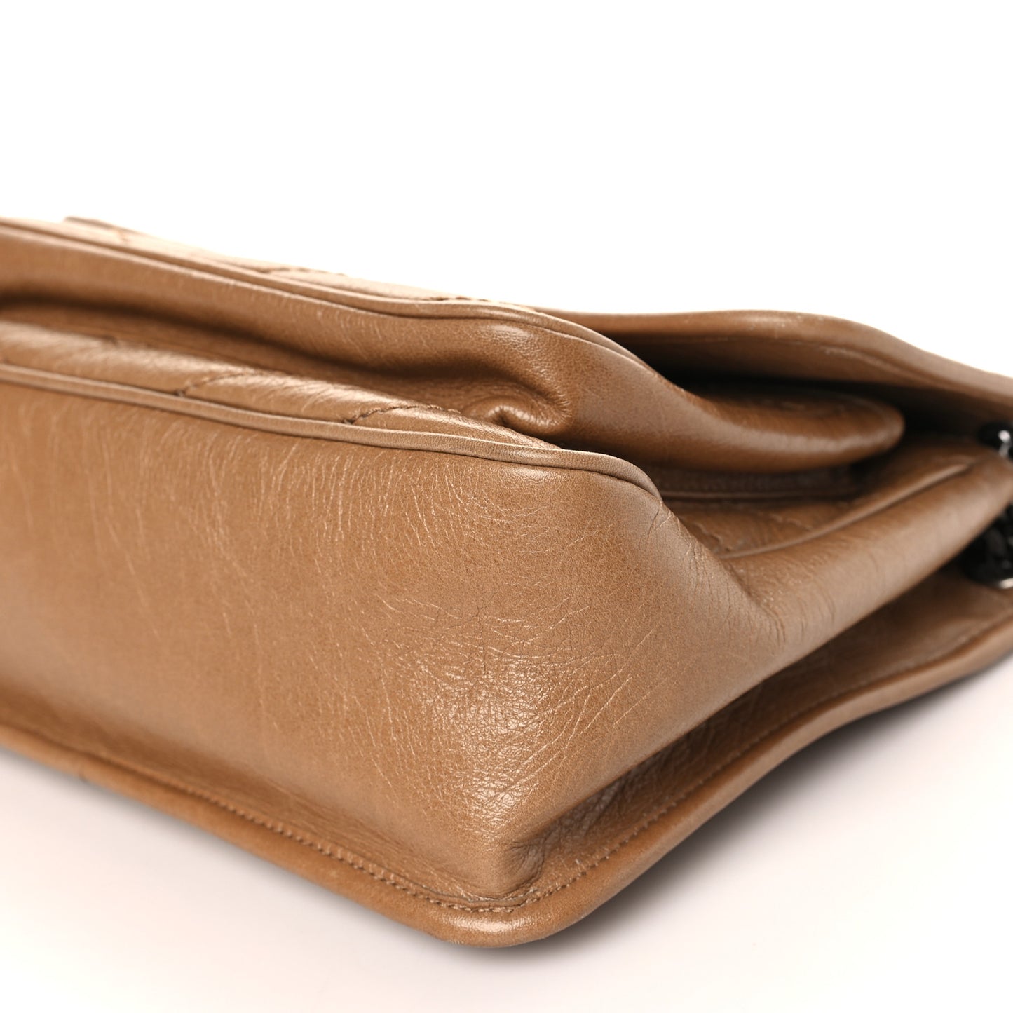 Crinkled Calfskin Matelasse Monogram Medium Niki Chain Satchel Dark Toffee