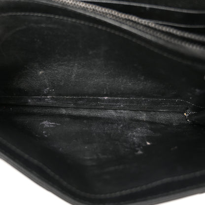 Saint Laurent Grain De Poudre Matelasse Chevron Monogram Monochrome Chain Wallet Black 5 of 13