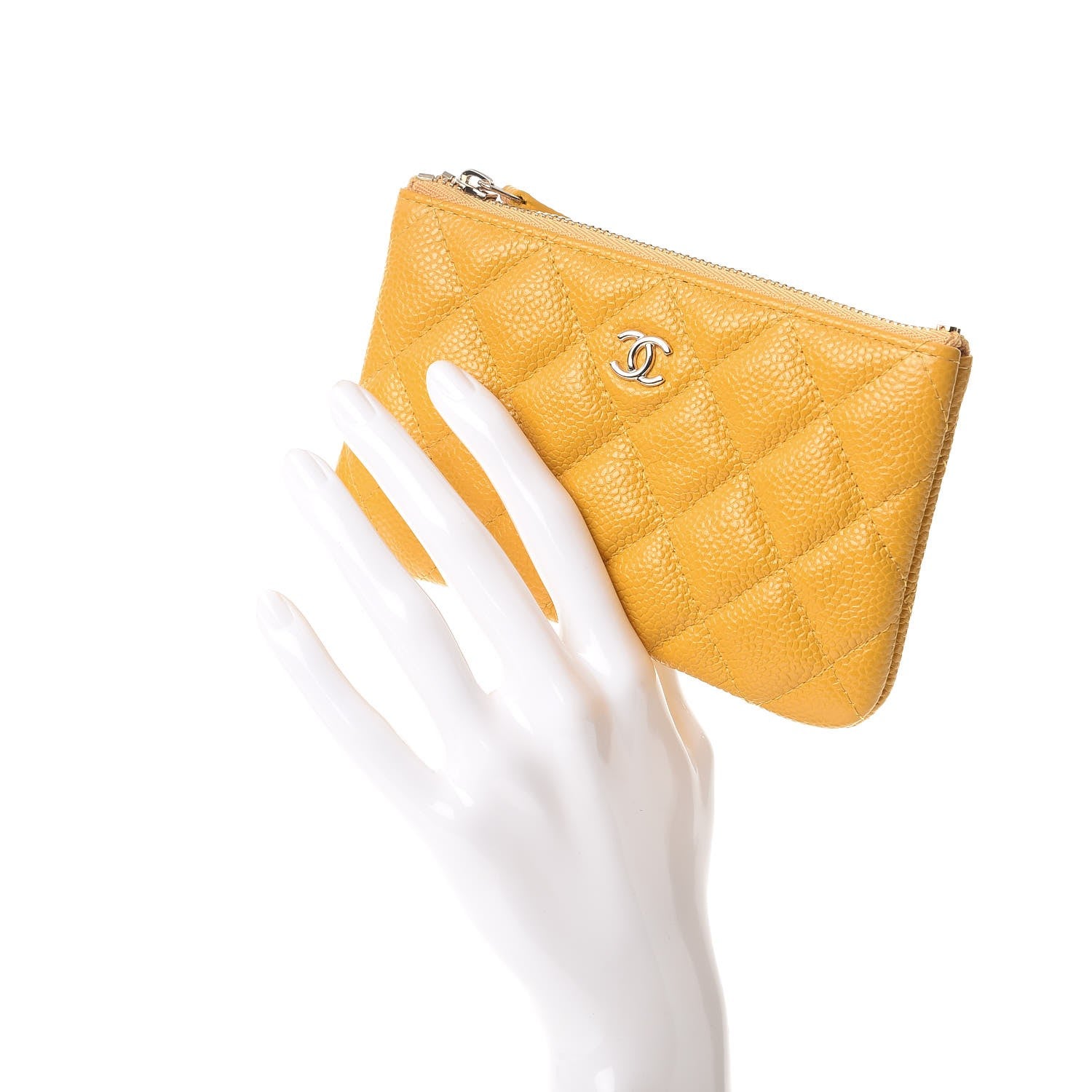 Chanel Caviar Quilted Small Cosmetic Case Yellow 2 of 8