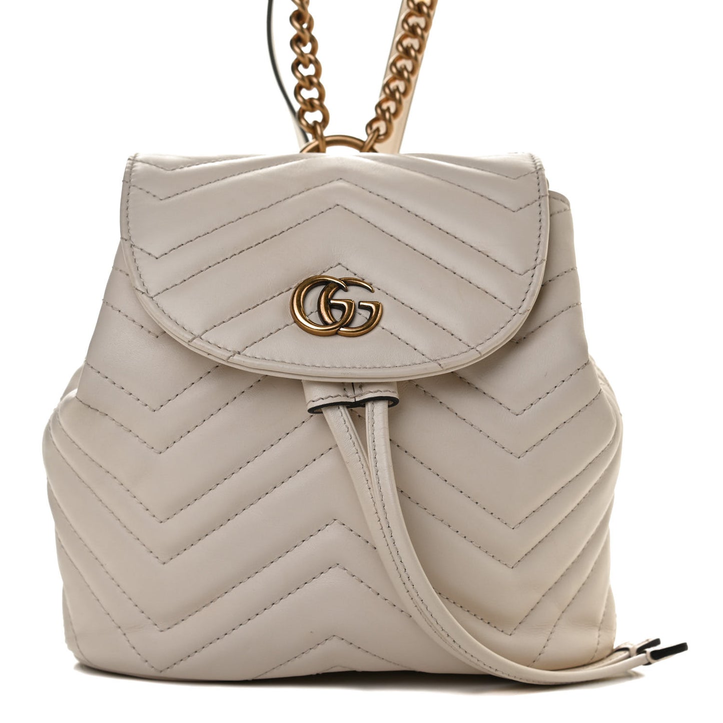Calfskin Matelasse GG Marmont Flap Backpack White