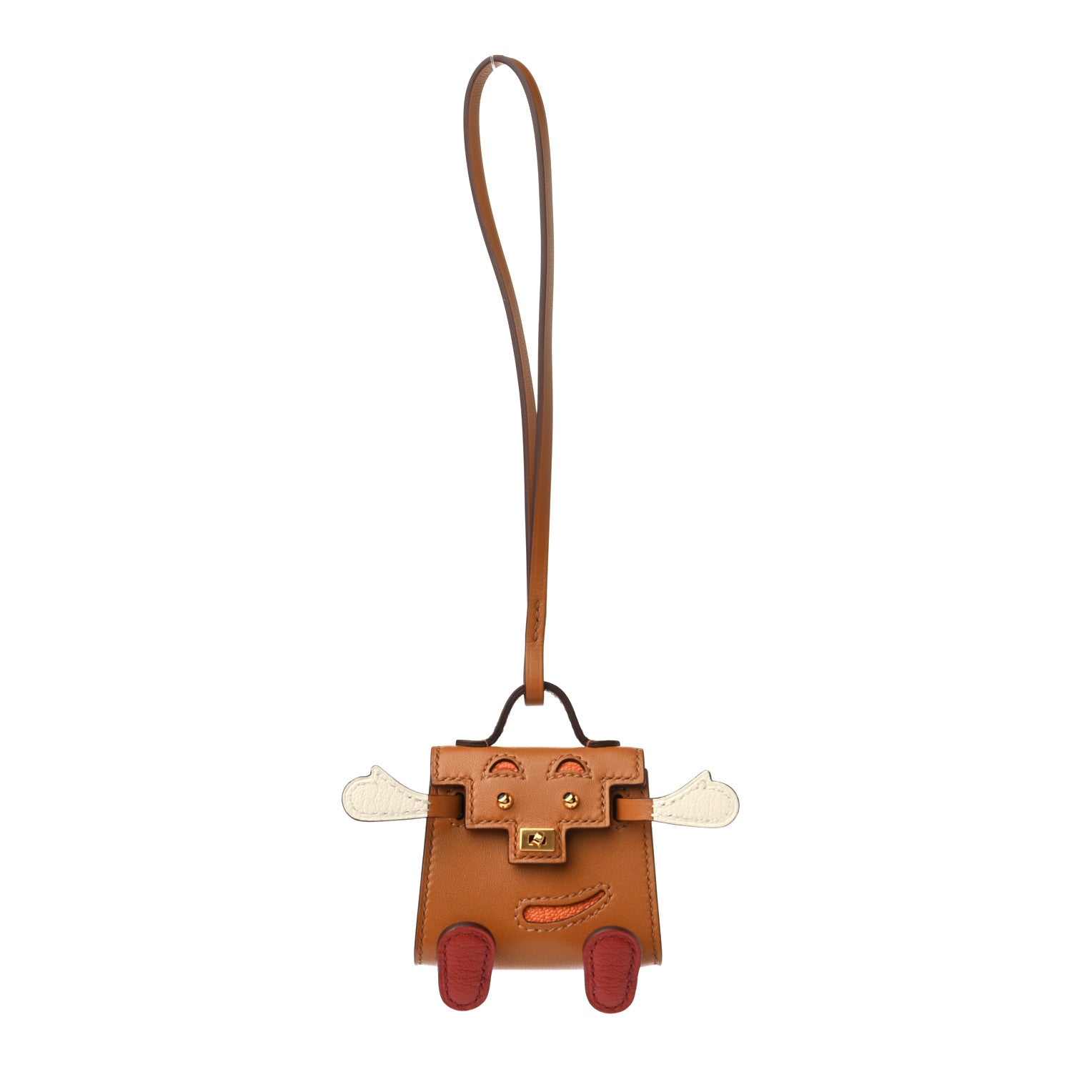 Hermes Tadelakt Chevre Mysore Kelly Quelle Idole Bag Charm Gold 1 of 5