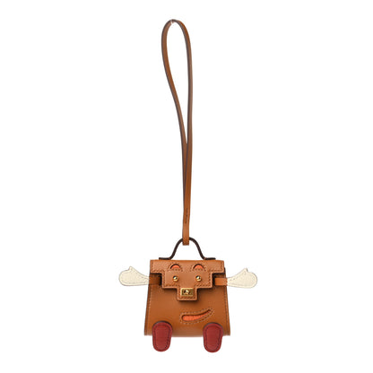 Hermes Tadelakt Chevre Mysore Kelly Quelle Idole Bag Charm Gold 1 of 5