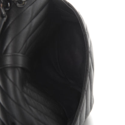Saint Laurent Sheepskin Matelasse Chevron Monogram Monochrome Medium College Bag Black 6 of 12
