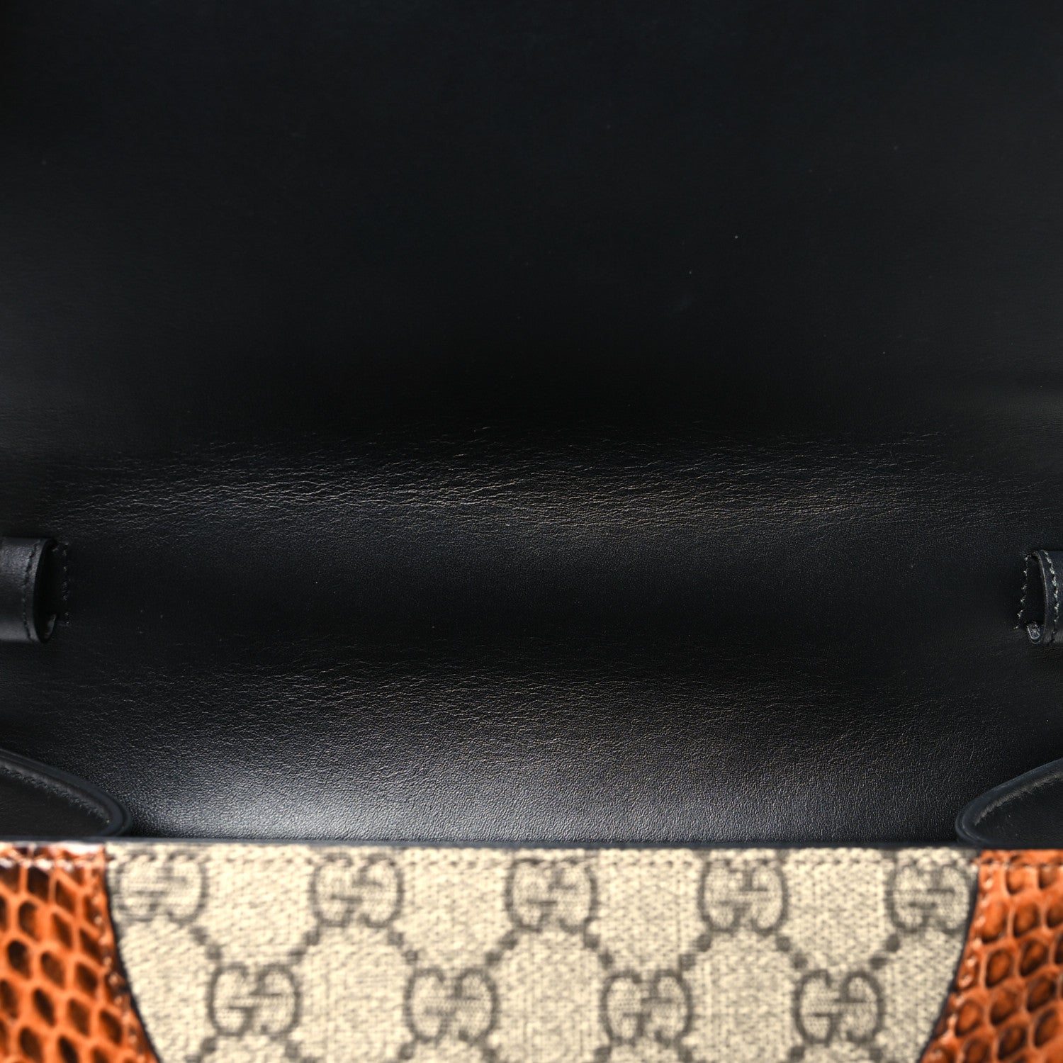 Gucci Nappa Elaphe GG Supreme Monogram Medium Osiride Top Handle Bag Black Bright Cuir Beige Ebony 14 of 14
