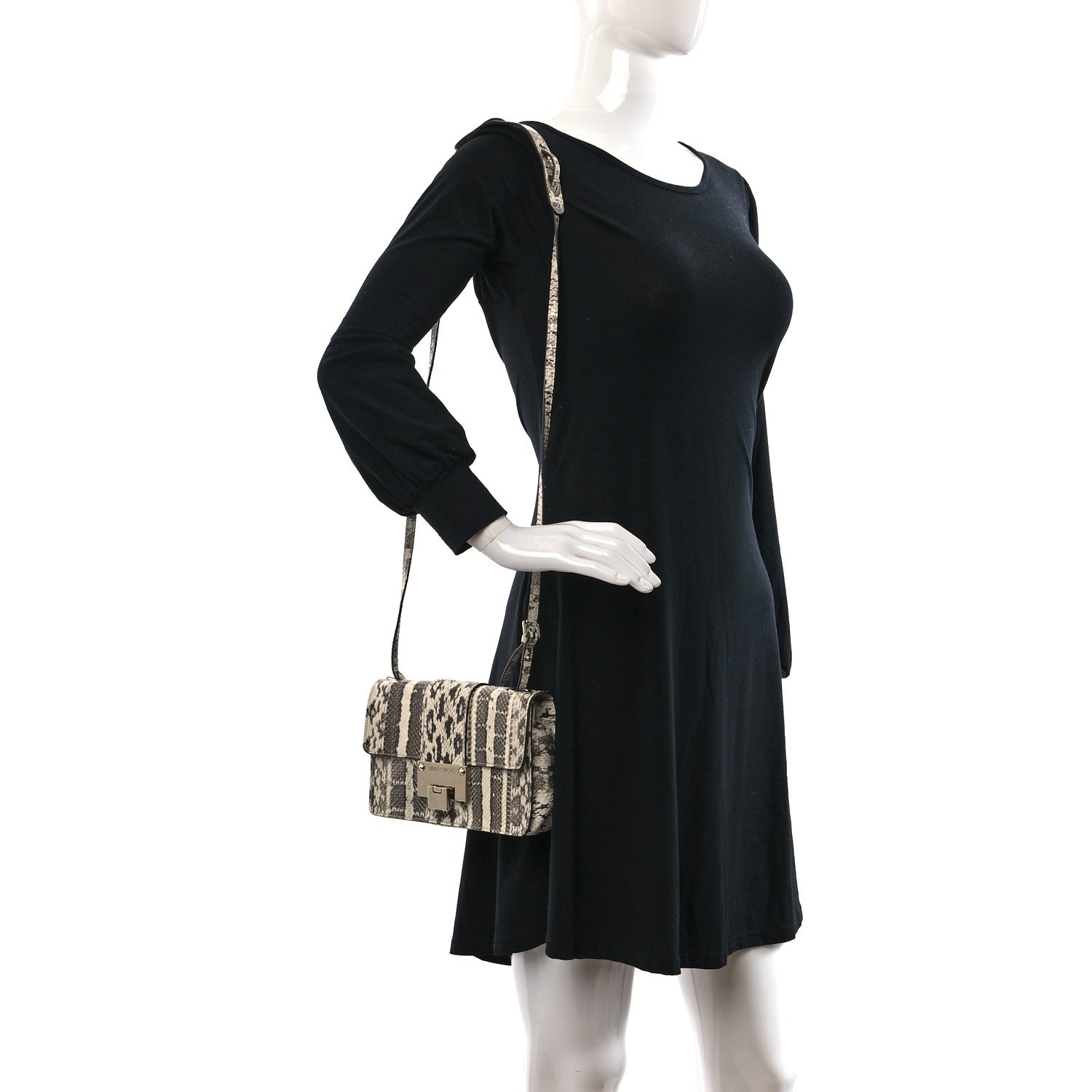 Jimmy Choo Snakeskin Rebel Crossbody Bag Black 2 of 12