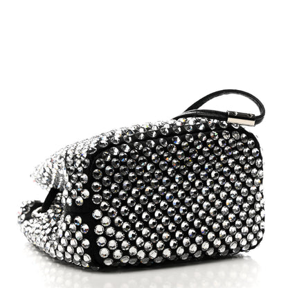 Prada Satin Crystal Metal Triangle Logo Mini Drawcord Pouch Shoulder Bag Cristal 4 of 8