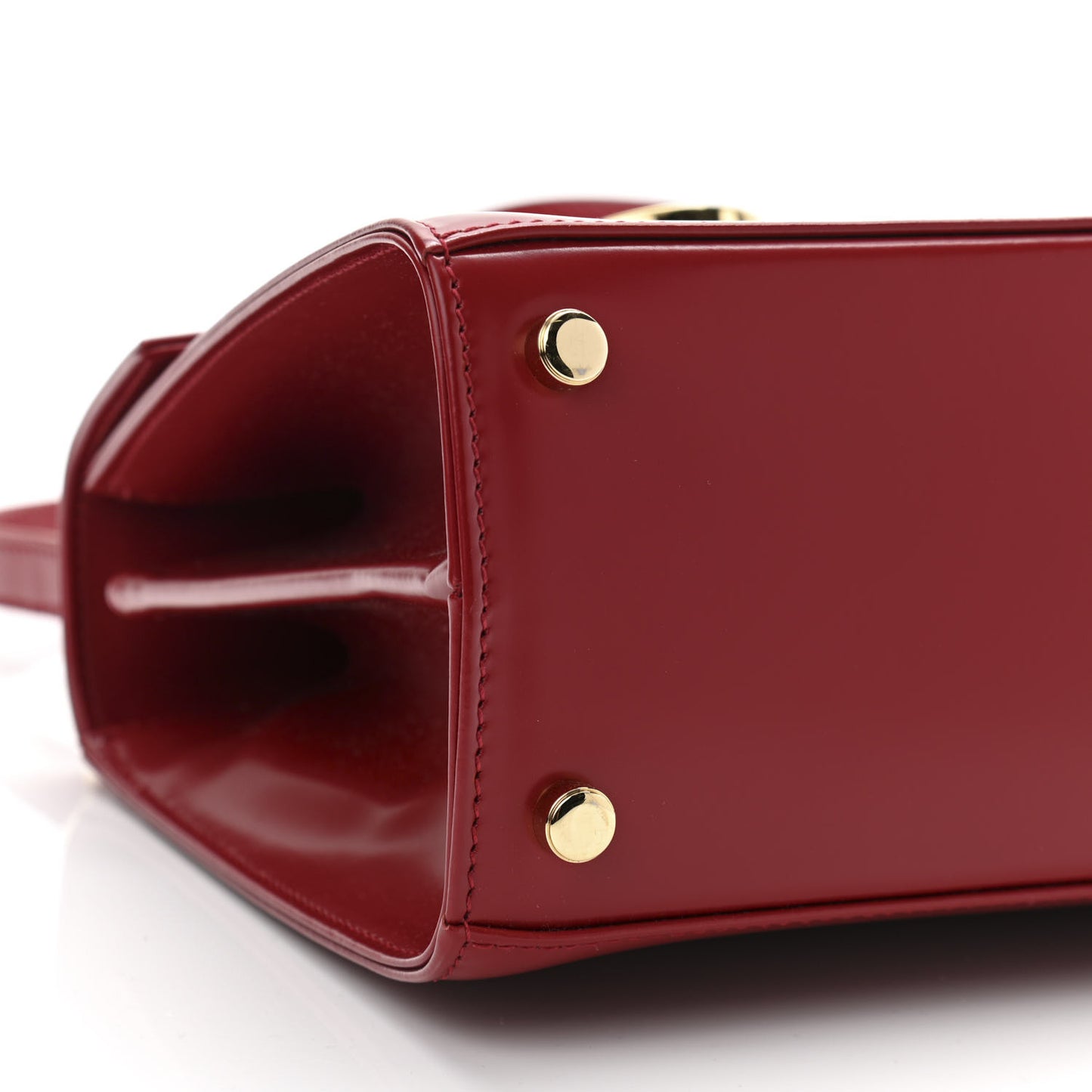 Brushed Off Calfskin Small Iconic Top Handle Red