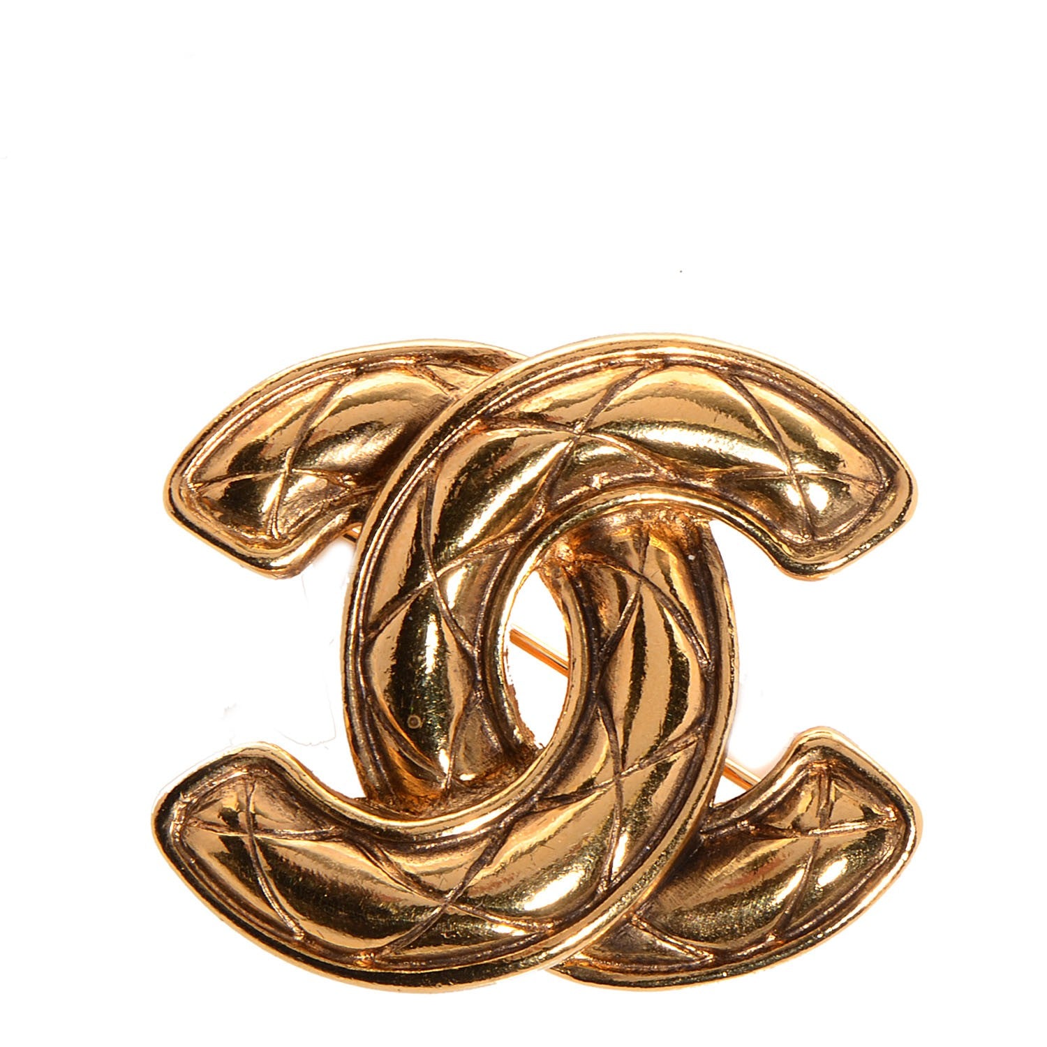 Chanel Quilted Small CC Brooch Gold 1 of 5