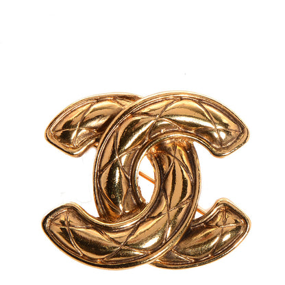 Chanel Quilted Small CC Brooch Gold 1 of 5