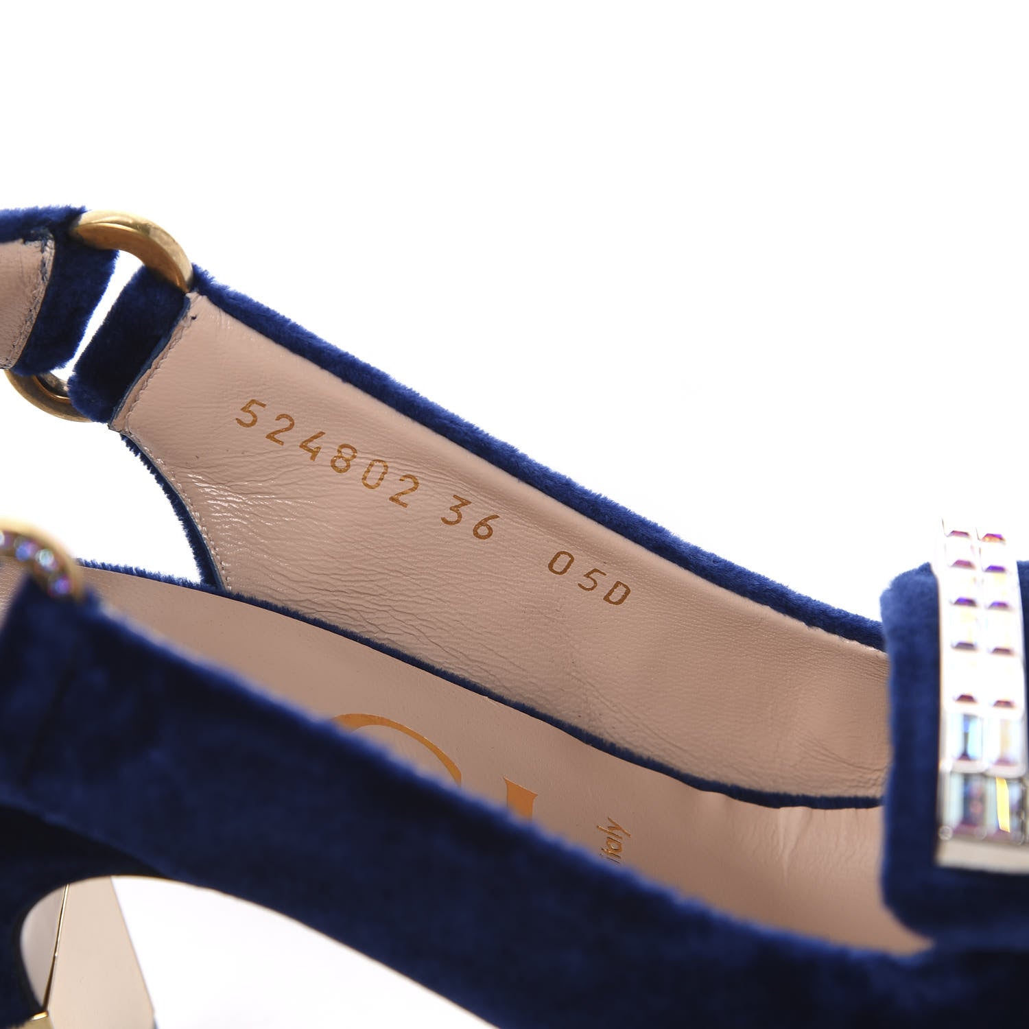 Gucci Velvet Crystal Square G Madelyn Slingbacks 36 Cobalt Blue 9 of 9