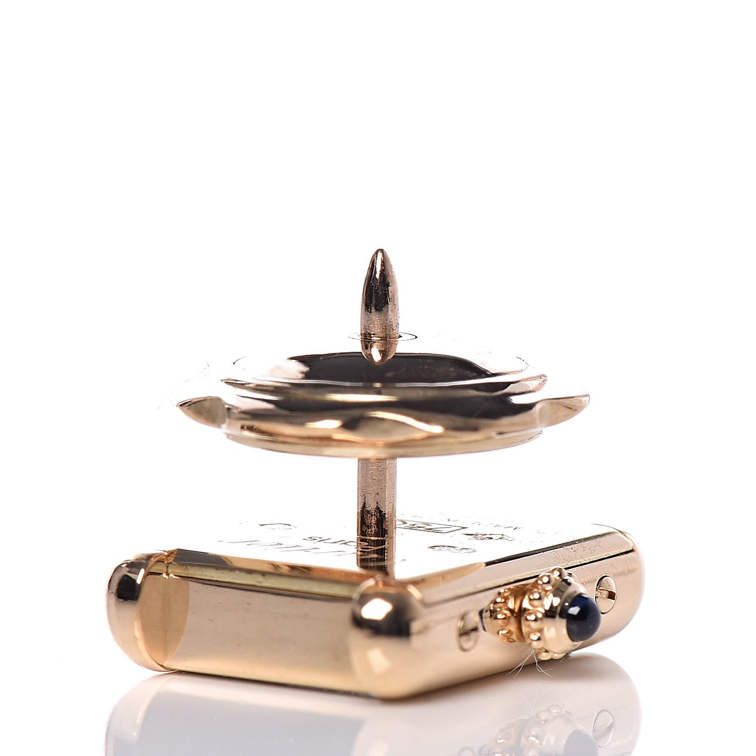 Cartier 18K Yellow Gold Tank Clock Lapel Pin Brooch 4 of 5