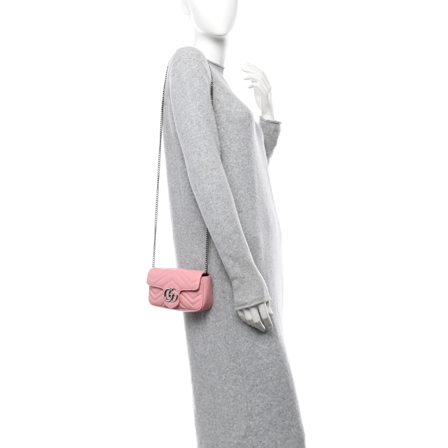 Gucci Calfskin Matelasse Super Mini GG Marmont Shoulder Bag Wild Rose 2 of 11