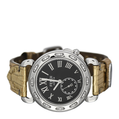 Fendi Stainless Steel Calfskin Diamond 37mm Selleria Quartz Watch Black 2 of 4