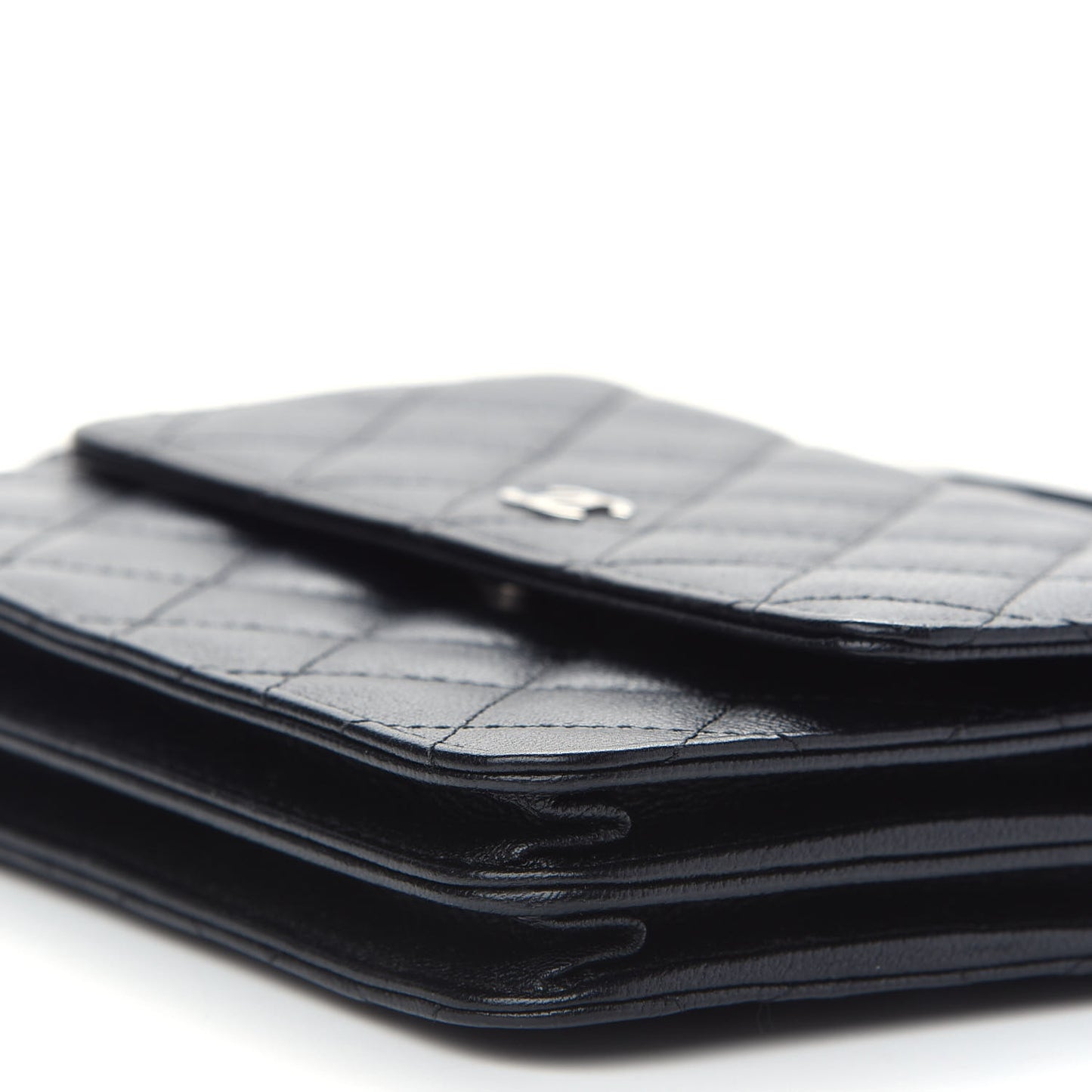 Caviar Quilted Square Wallet On Chain WOC Black