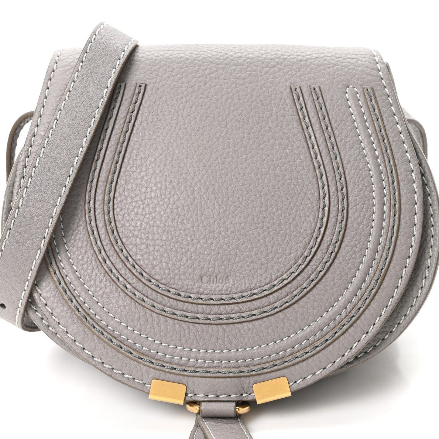 Calfskin Mini Marcie Round Crossbody Bag Cashmere Grey