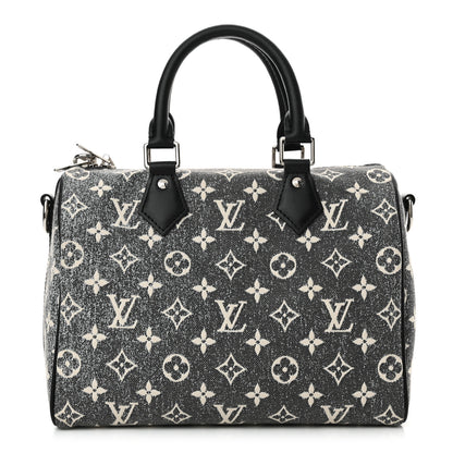 Louis Vuitton Denim Monogram Jacquard Speedy Bandouliere 25 Black 1 of 9