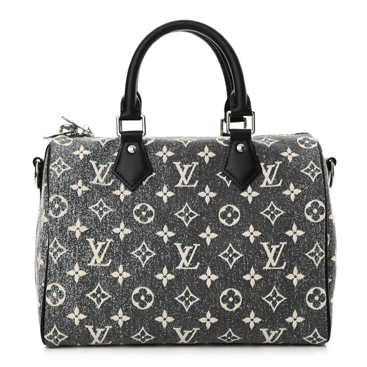Denim Monogram Jacquard Speedy Bandouliere 25 Black