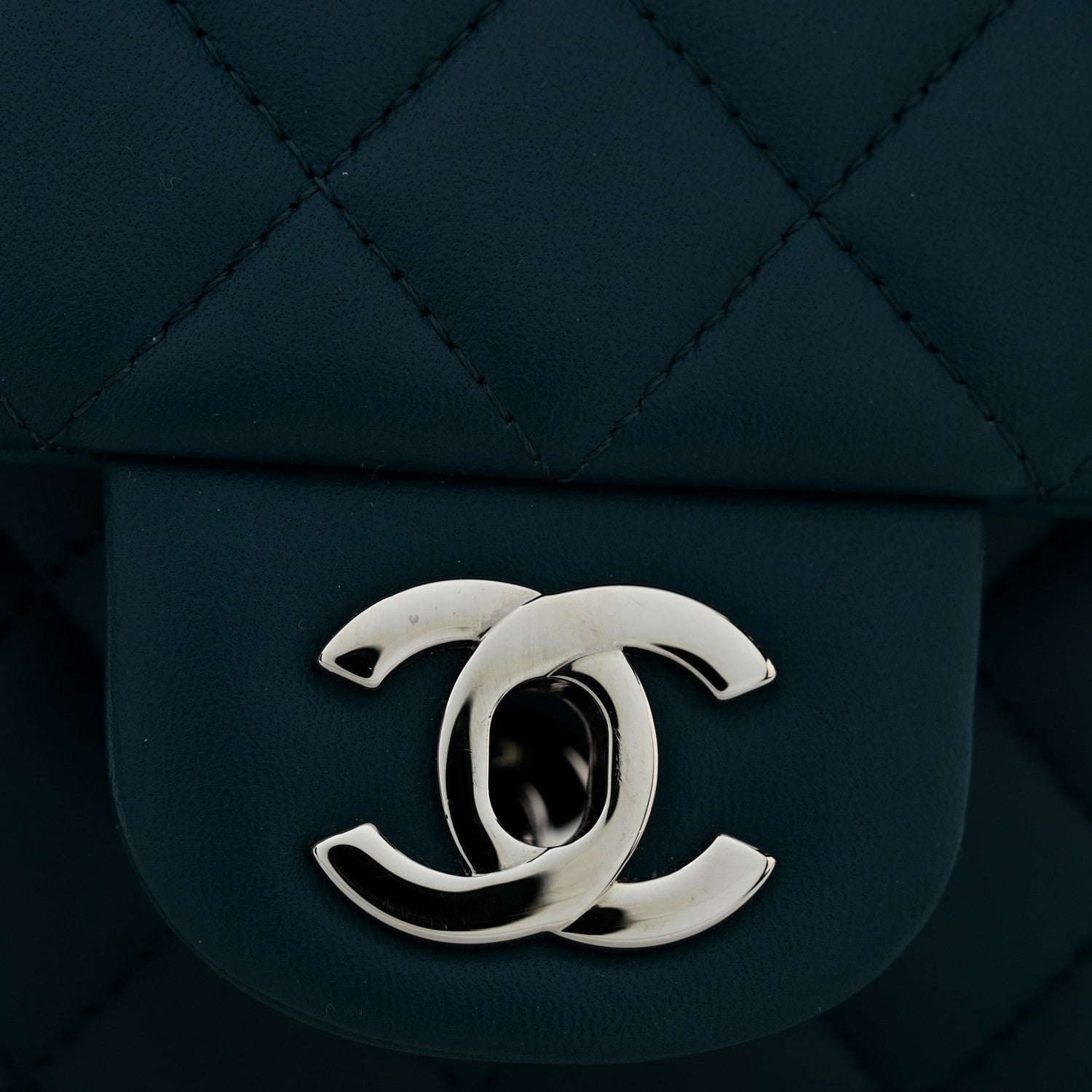 Chanel Lambskin Quilted Mini Rectangular Flap Dark Blue 12 of 14