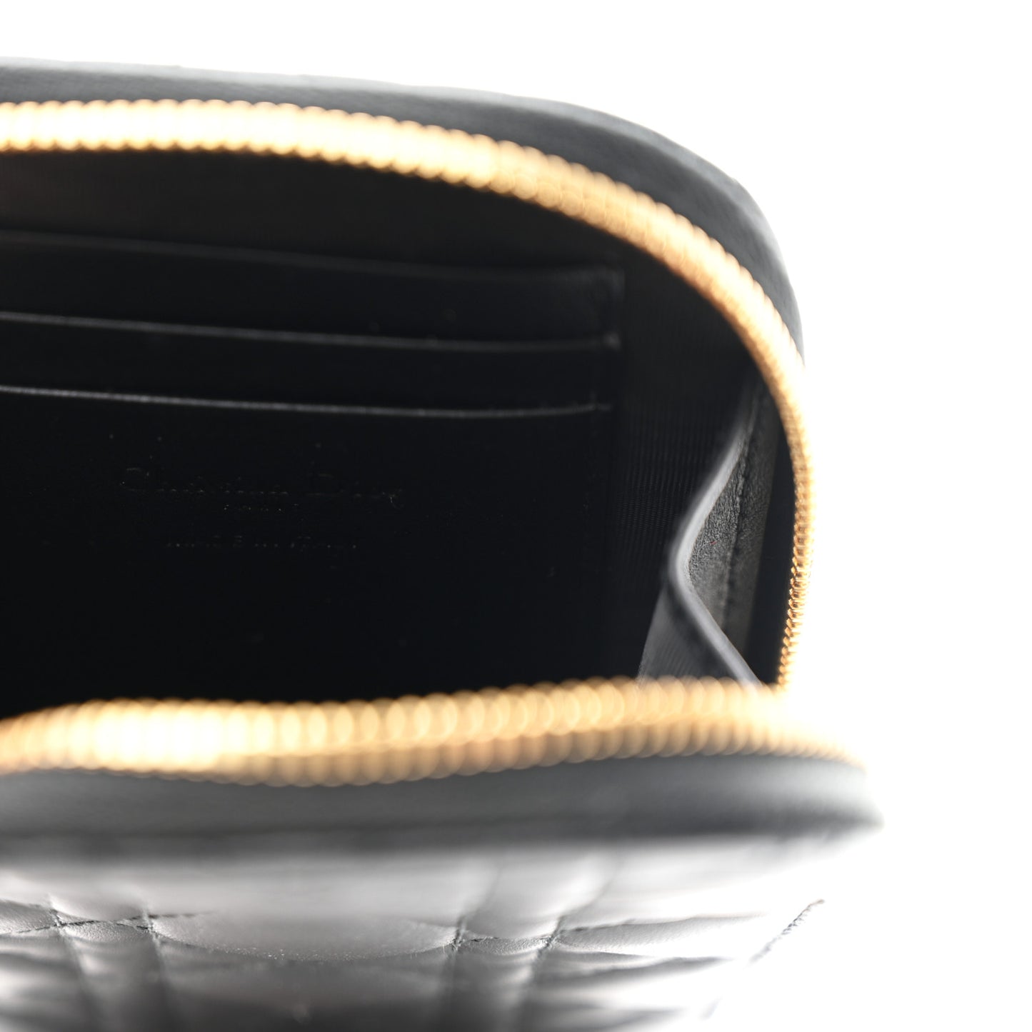 Lambskin Cannage Lady Dior Phone Holder Black
