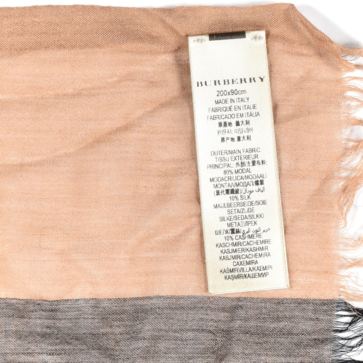 Burberry Wool Silk Gauze Giant Check Lightweight Scarf Camel 5 of 5