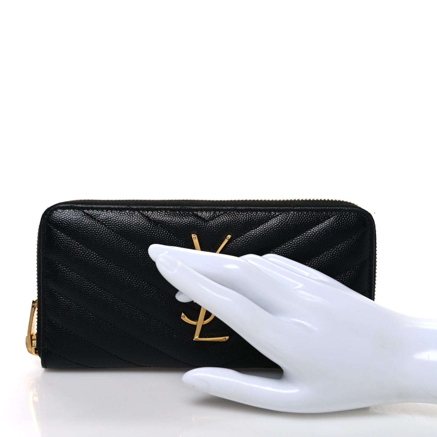 Grain De Poudre Matelasse Chevron Monogram Zip Around Wallet Black