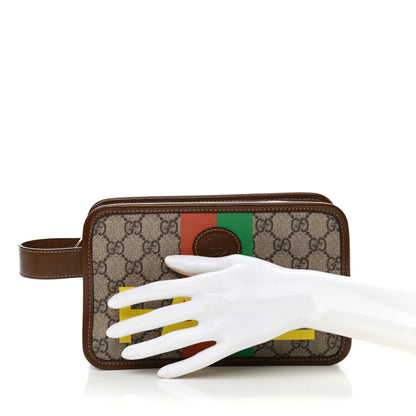 Gucci GG Supreme Monogram Azalea Calfskin Fake/Not Retro Interlocking G Cosmetic Case Beige Ebony Brown Sugar 2 of 12