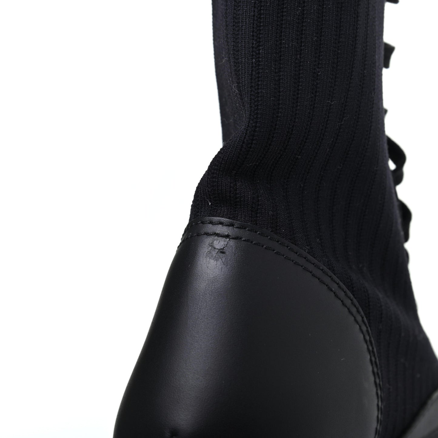 Calfskin Stretch Fabric FF Rockoko Tall Biker Boots 35 Tobacco Black Marino