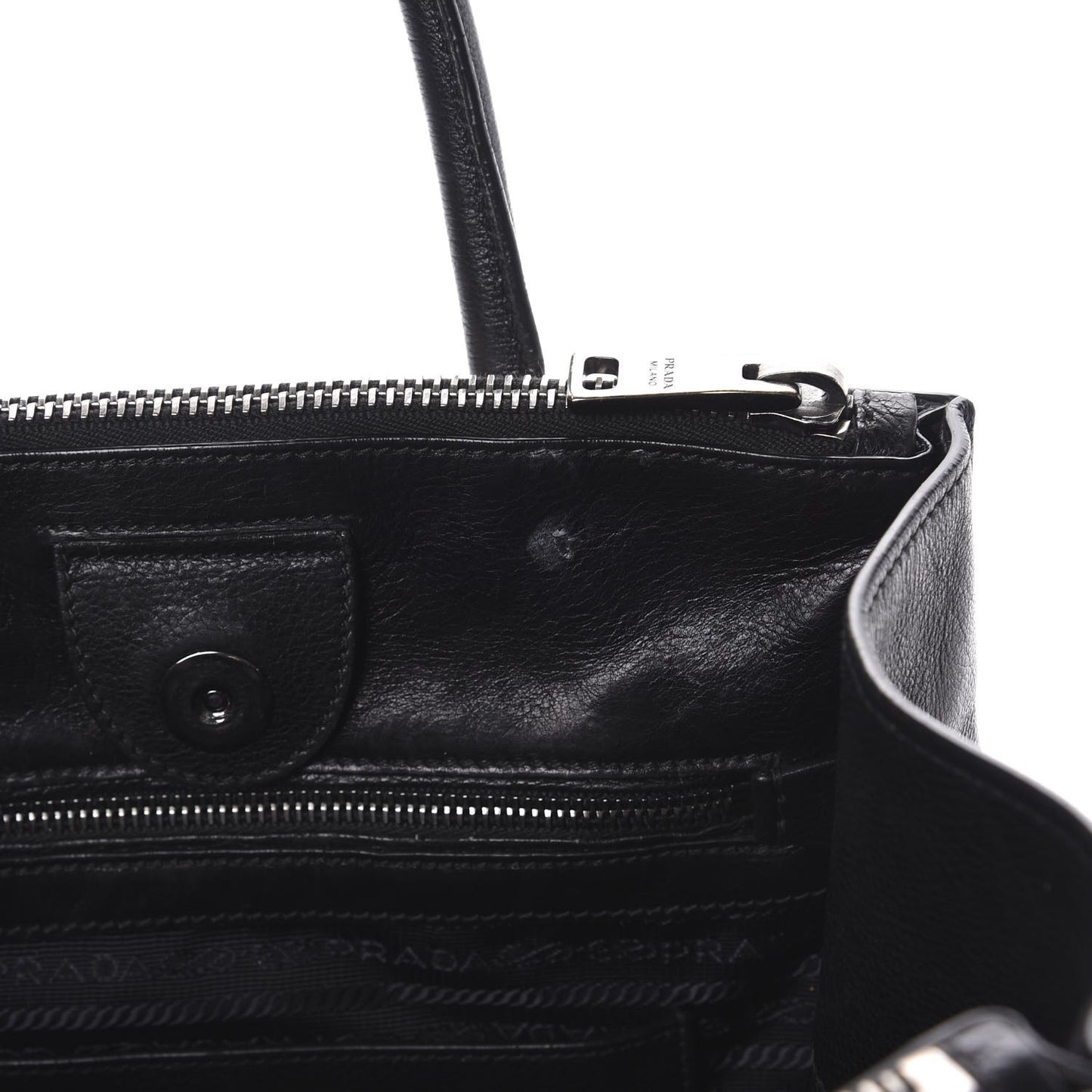 Glace Calf Bi-Color Twin Pocket Tote Pomice Black