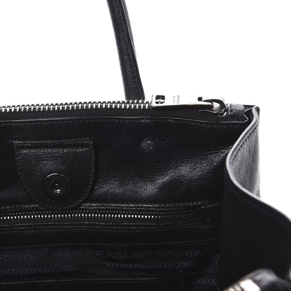 Prada Glace Calf Bi-Color Twin Pocket Tote Pomice Black 6 of 10