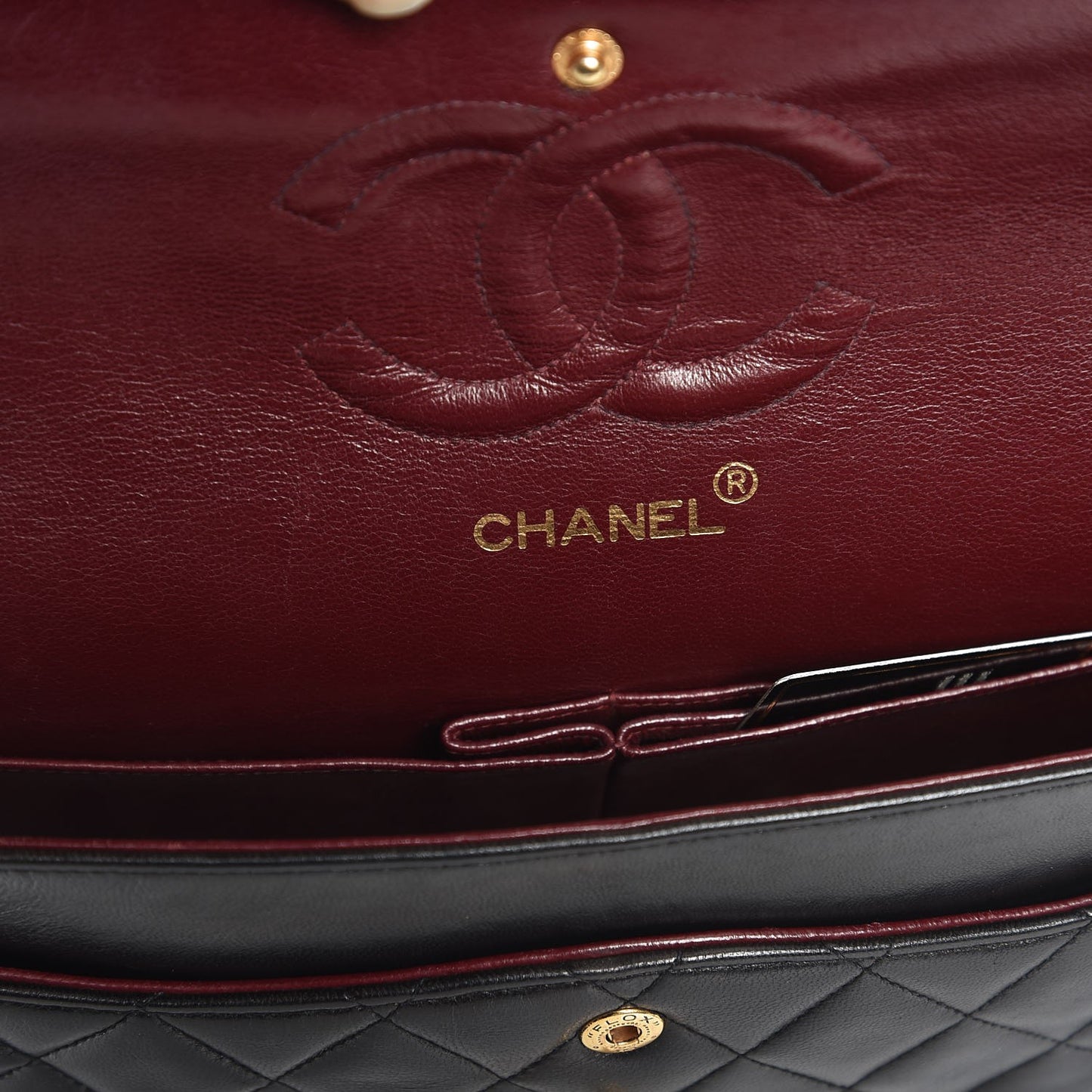 Lambskin Quilted Medium Double Flap Black