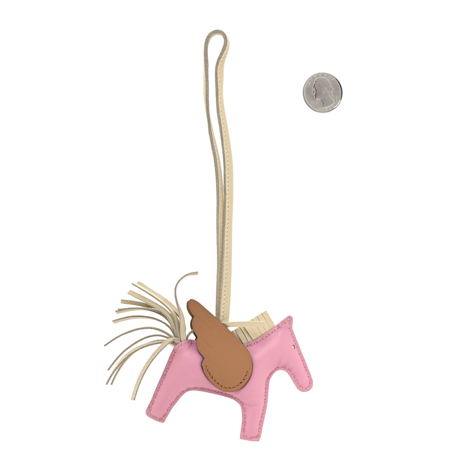 Hermes Milo Lambskin Grigri Rodeo Pegase Horse Bag Charm PM Mauve Sylvestre Craie Chai 2 of 5