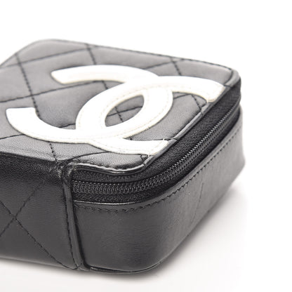 Chanel Calfskin Quilted Cambon Zip Around Makeup Pouch Black White 11 of 13