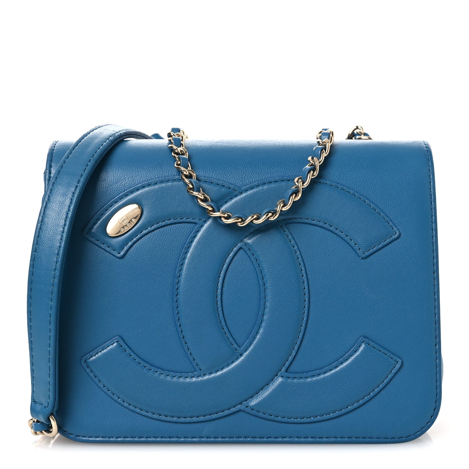 Chanel Lambskin CC Mania Flap Bag Turquoise 1 of 10