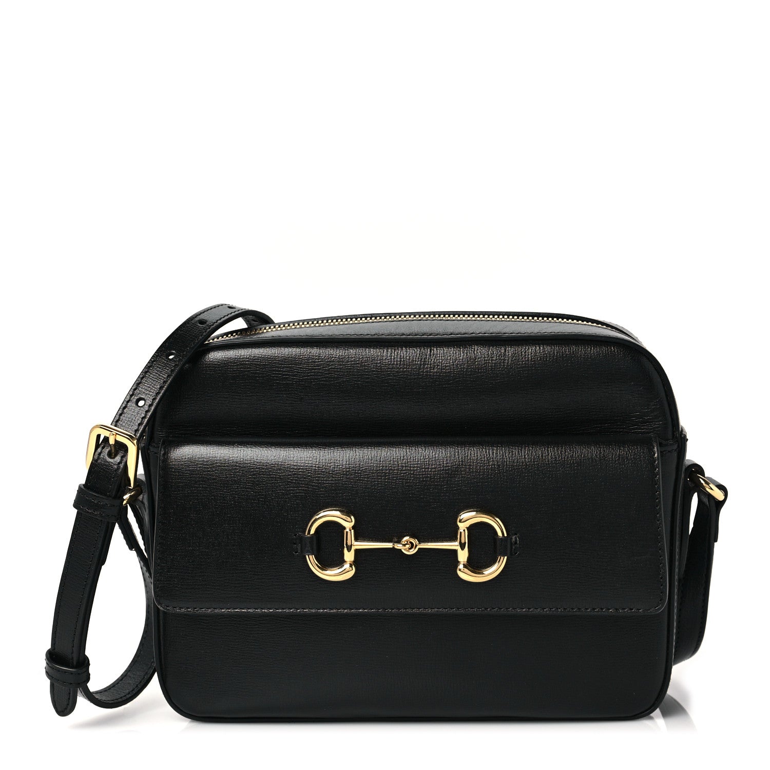 Gucci Textured Calfskin Small Horsebit 1955 Shoulder Bag Black 1 of 9