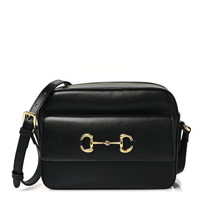 Gucci Textured Calfskin Small Horsebit 1955 Shoulder Bag Black 1 of 9