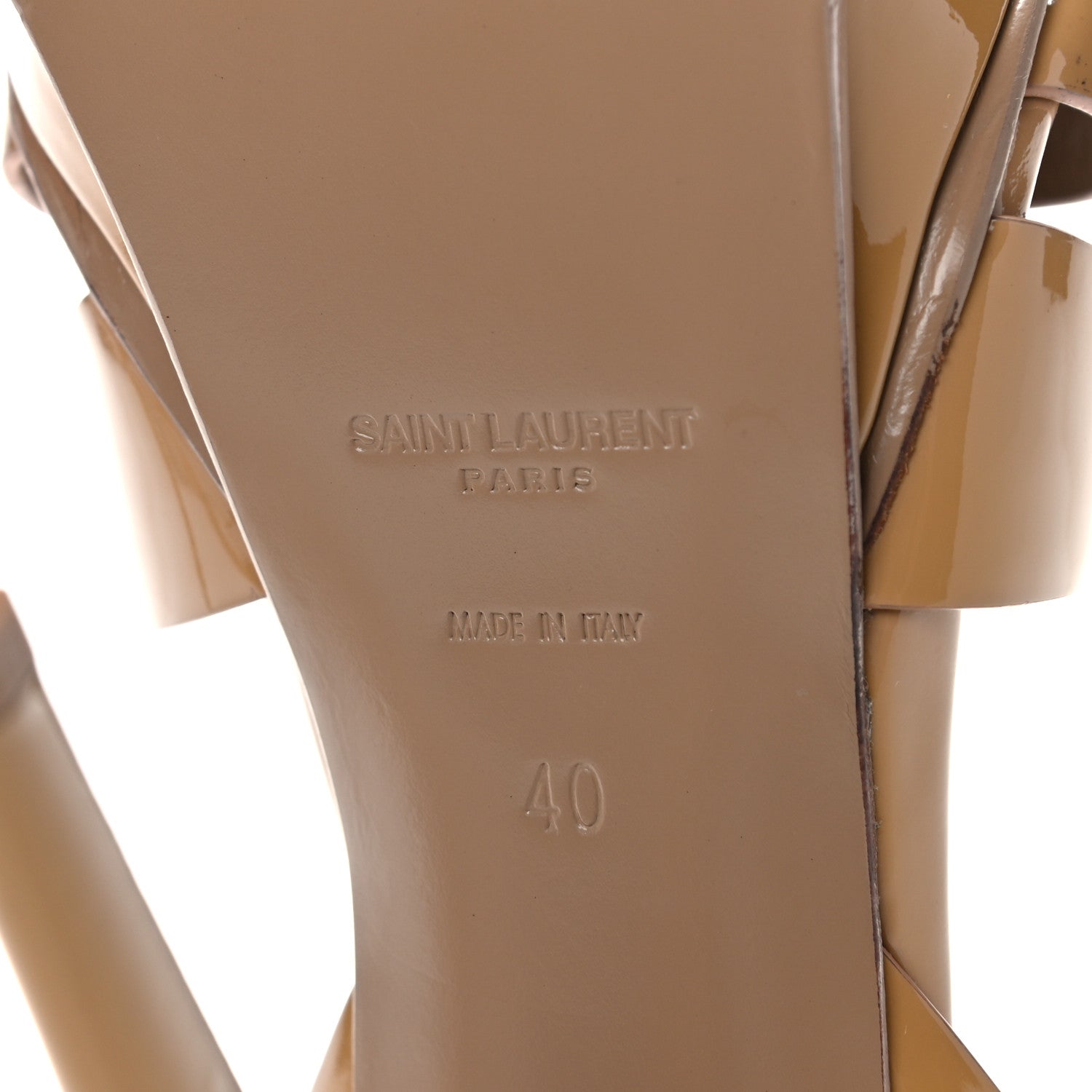 Saint Laurent Patent Tribute 105 Platform Sandals 40 Nude Powder 6 of 15