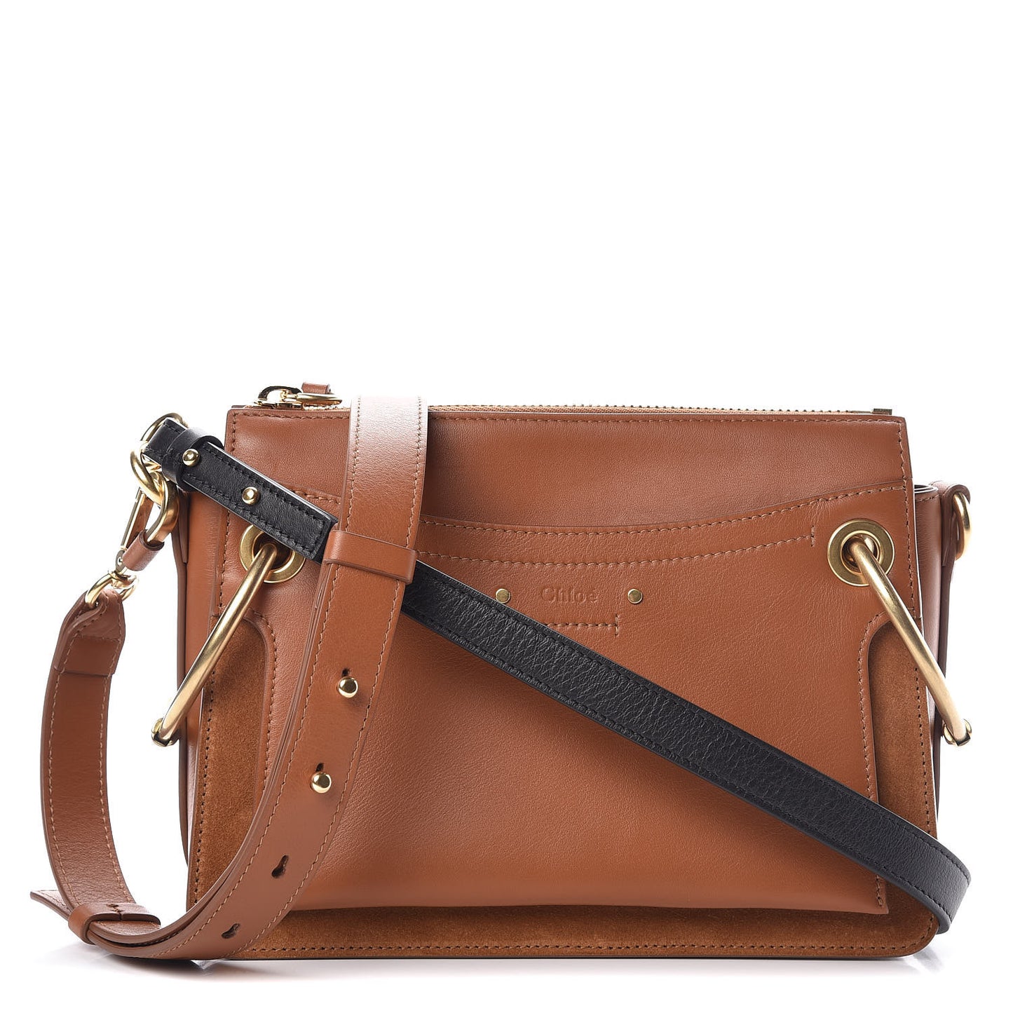 Calfskin Suede Small Roy Bag Caramel