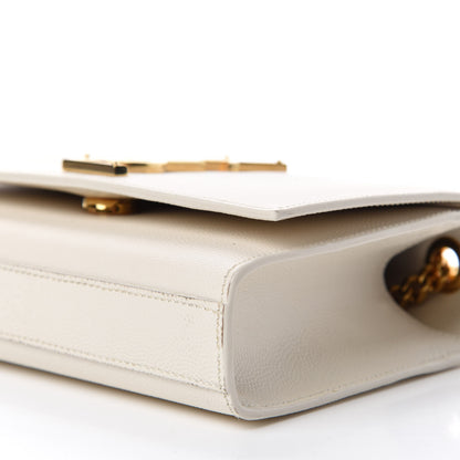 Saint Laurent Grain De Poudre Small Monogram Kate Satchel Optical White 7 of 11