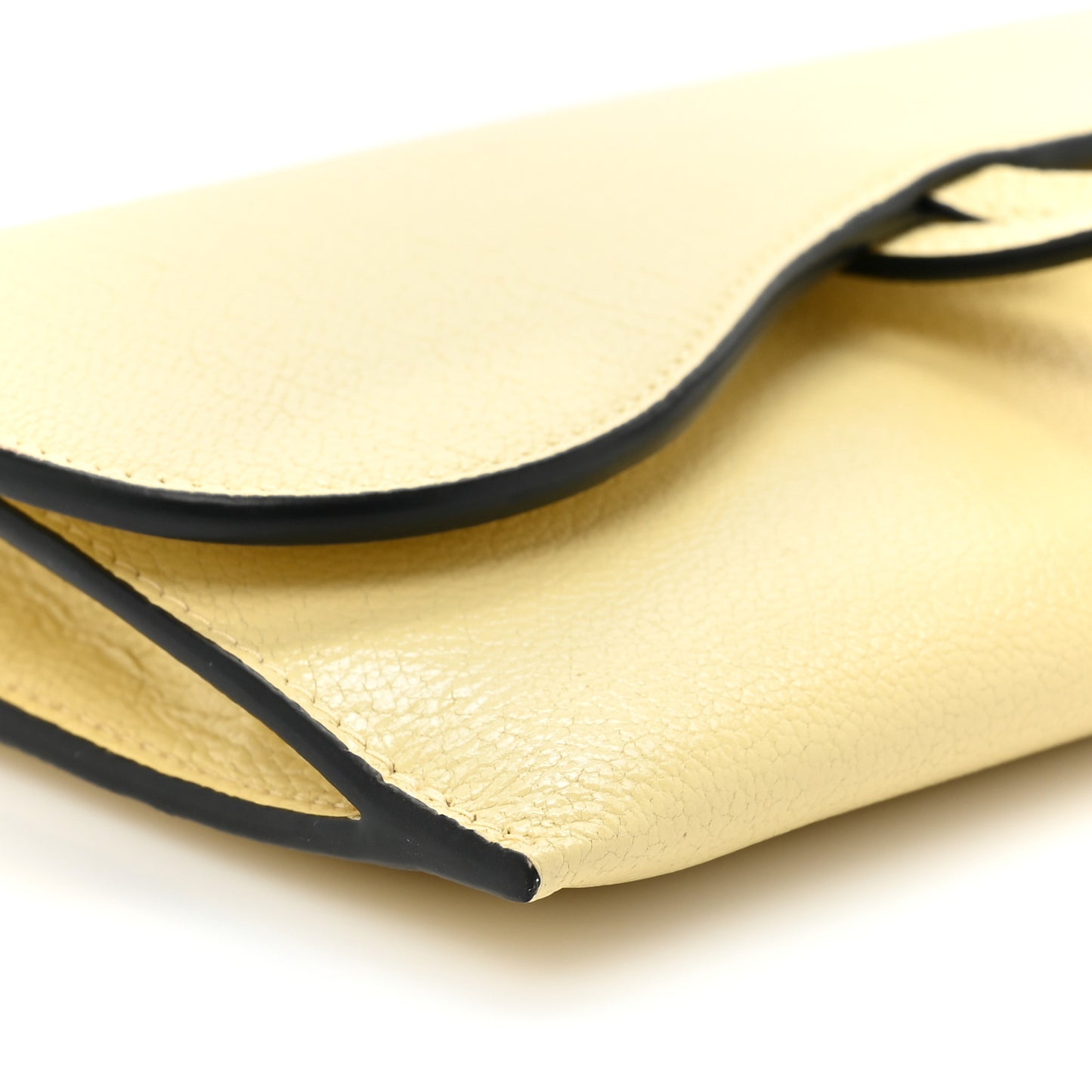 Goatskin Saddle Long Wallet With Chain Pastel Yellow