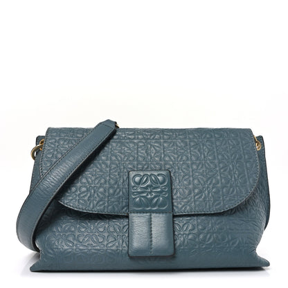 Loewe Goatskin Embossed Avenue Shoulder Bag Blue 1 of 9