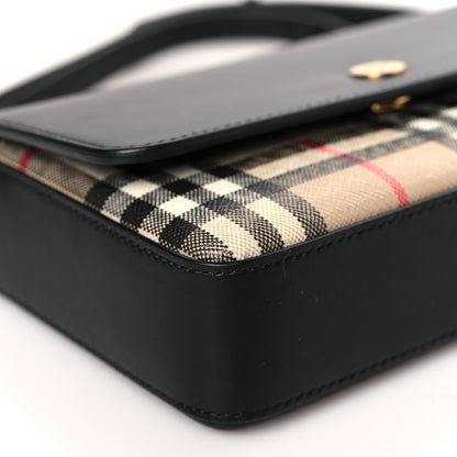 Burberry Grainy Calfskin Vintage Check Hampshire Crossbody Black 7 of 8
