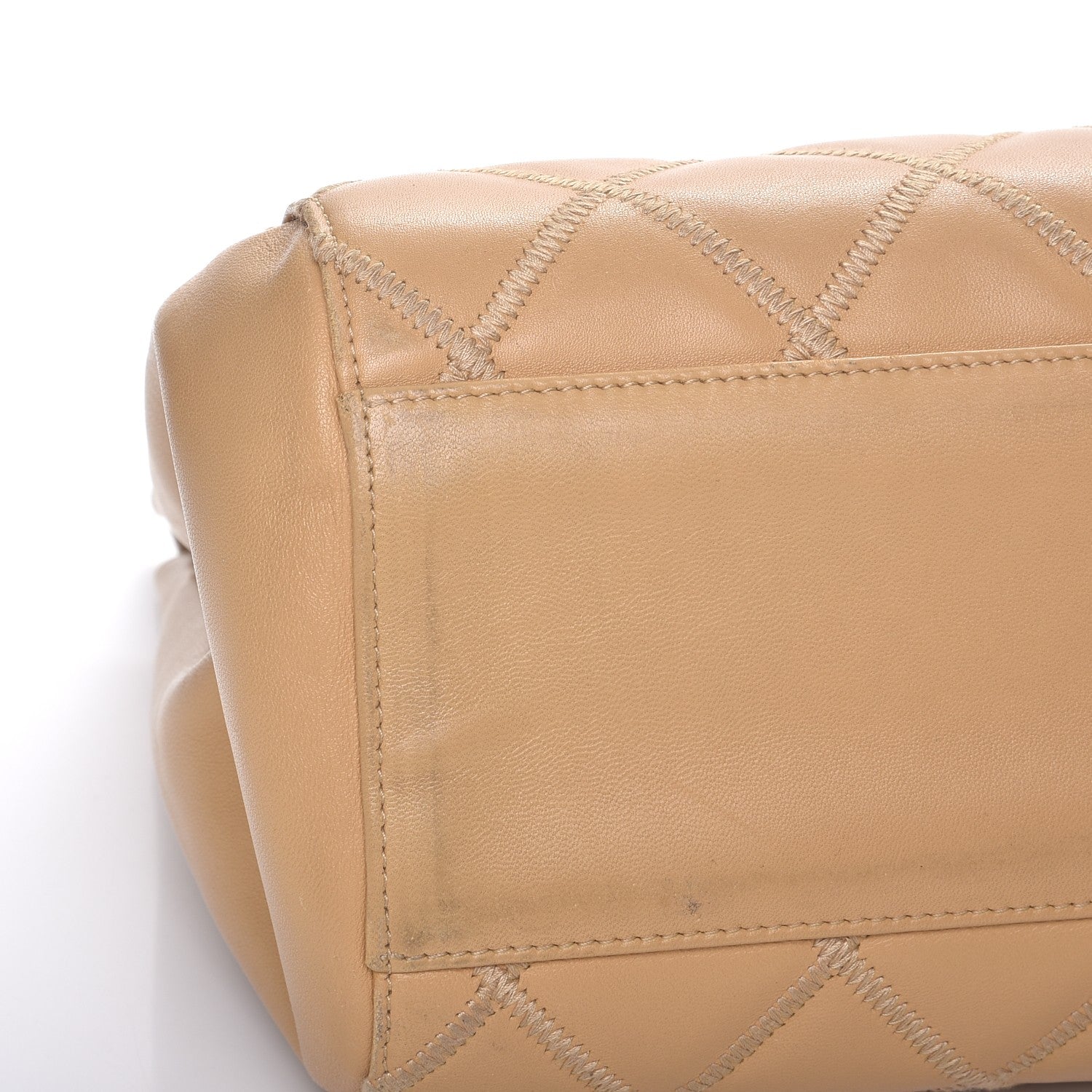 Chanel Lambskin Double Stitch Quilted Tote Beige 13 of 13