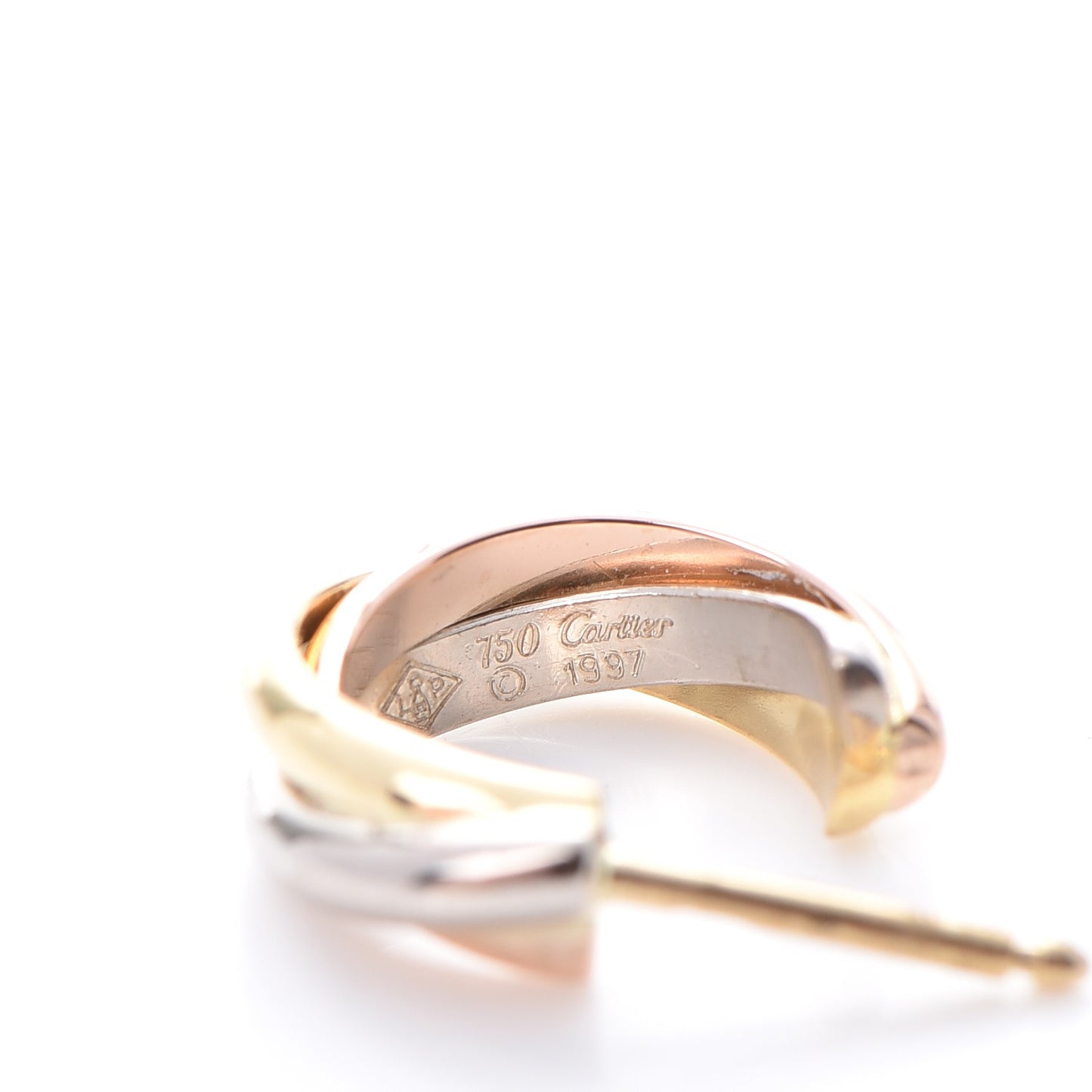 18K Pink Yellow White Gold 13mm Trinity Hoop Earrings